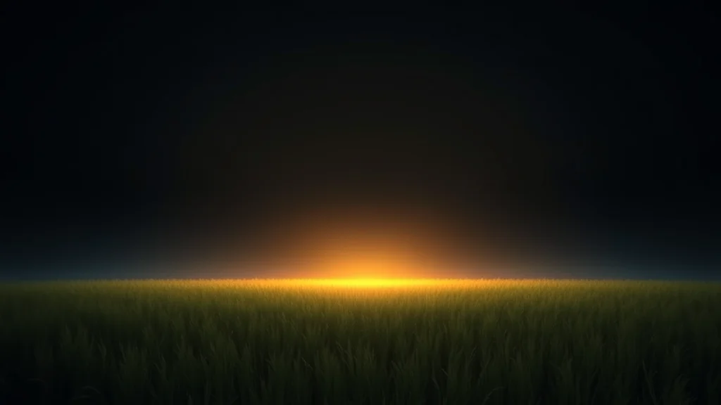 Abstract broad bright open field with a brighter rich core on dark, editorial concept