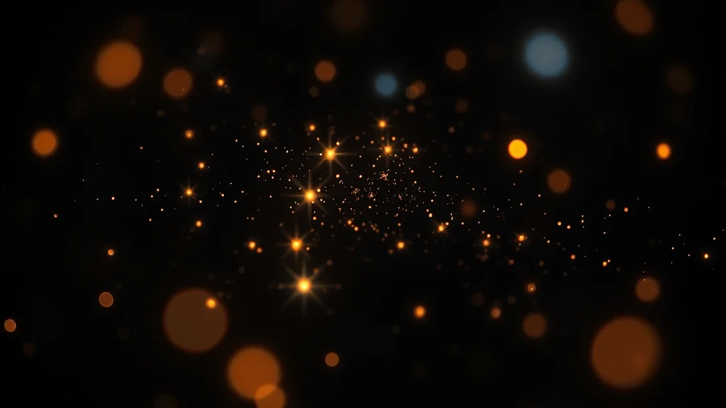 Abstract constellation of distinct small glowing forms on dark, editorial concept