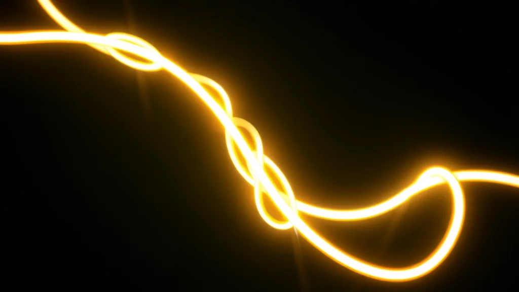 Two luminous strands braided together, neon on dark