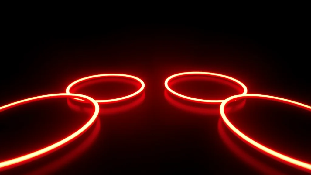 Radial glowing rings on dark, neon on dark