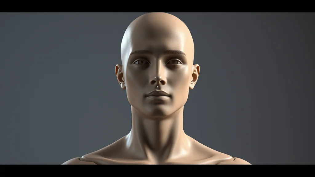 A faceless clay-render mannequin in a 3D viewport, abstract concept