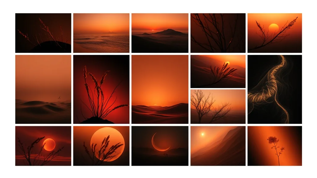 A private shared mood board of soft warm imagery, on dark