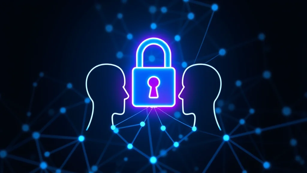 A consent and privacy lock motif over two linked profiles, neon nodes on dark