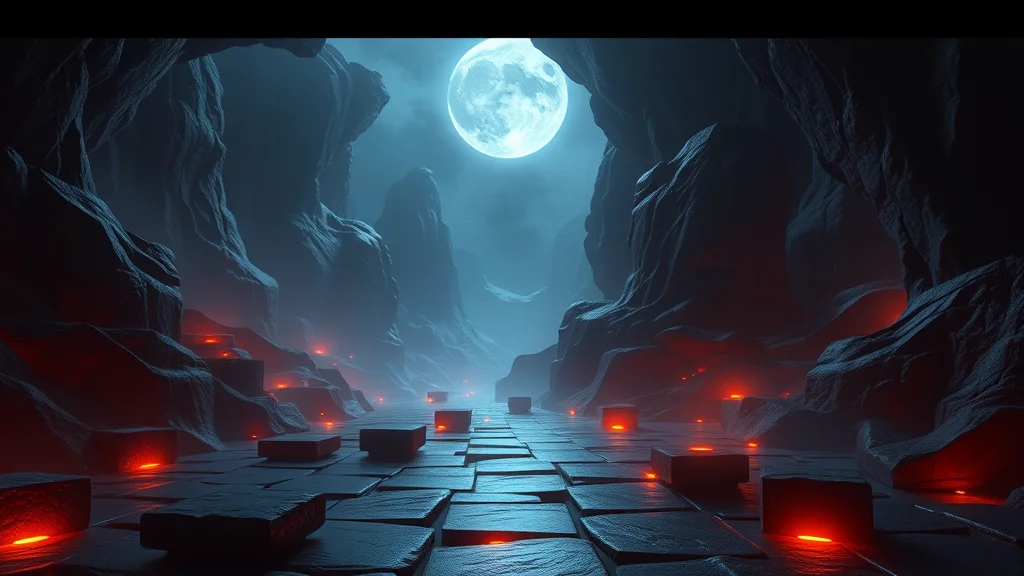 A tileset and background asset layout for a game, glowing on dark