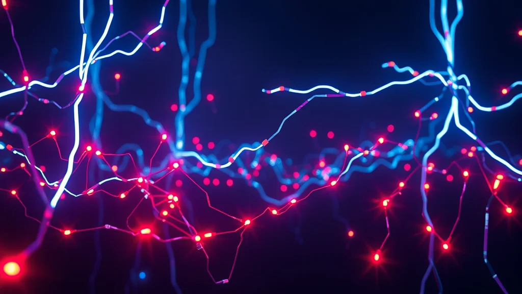 A game engine scene view wiring assets together, neon nodes on dark