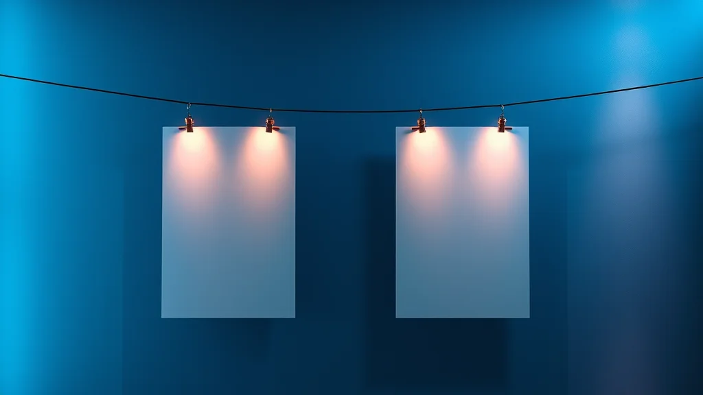 Blank art posters hanging on a print line, abstract concept