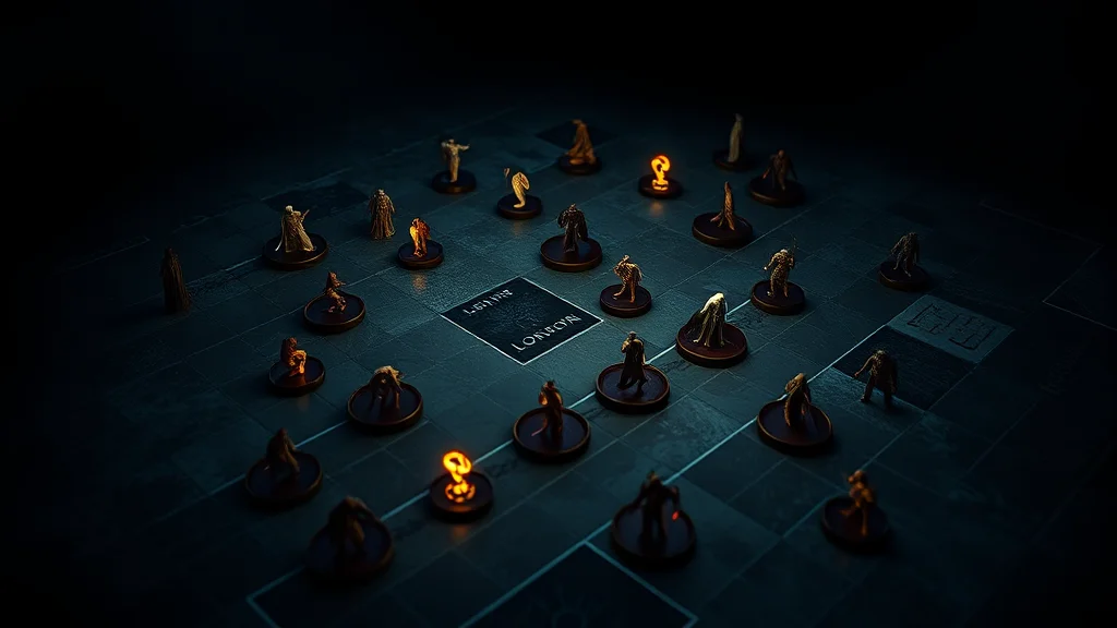 Round character tokens arranged on a battle map grid, glowing on dark
