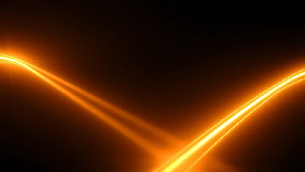 Abstract two glowing diverging paths of light on dark, editorial concept