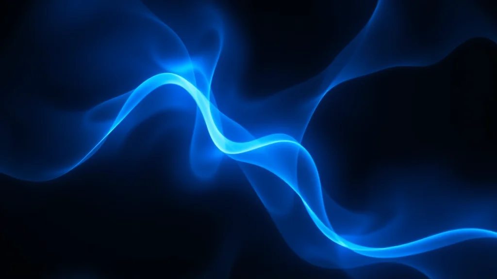 Cool blue noise dissolving to smooth glow on dark, neon on dark