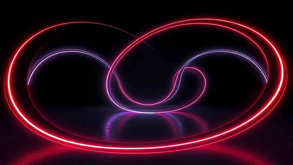 Infinity and cycle of light on dark, neon on dark