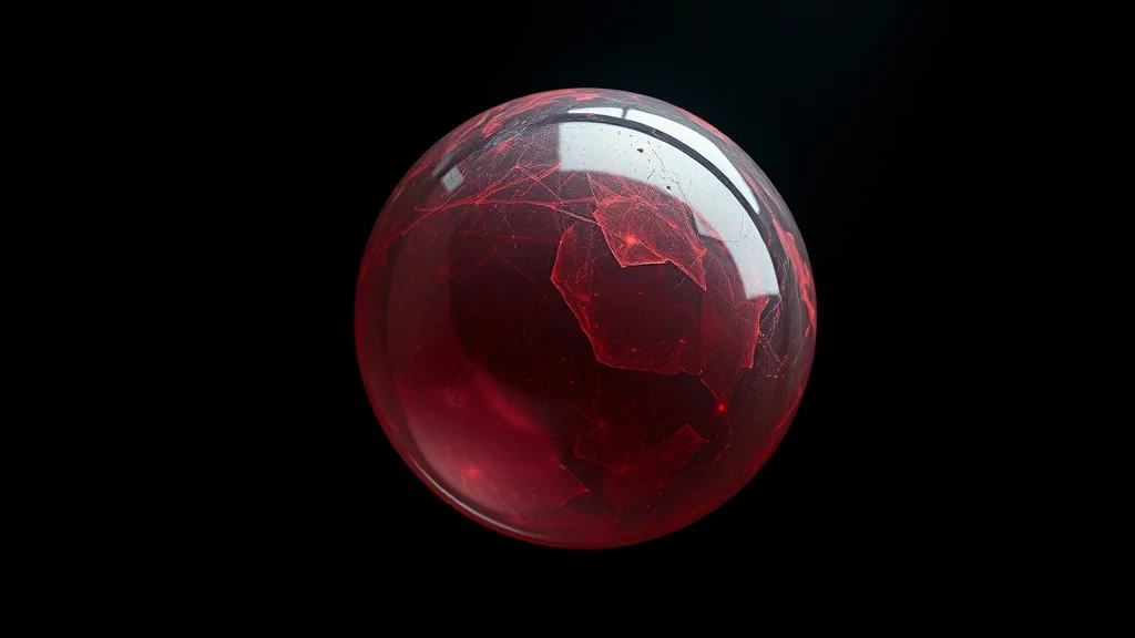 Abstract glossy sphere becoming a richly textured sphere on dark, editorial concept