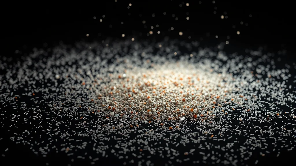 Abstract scattered specks swept away leaving a clean surface on dark, editorial concept