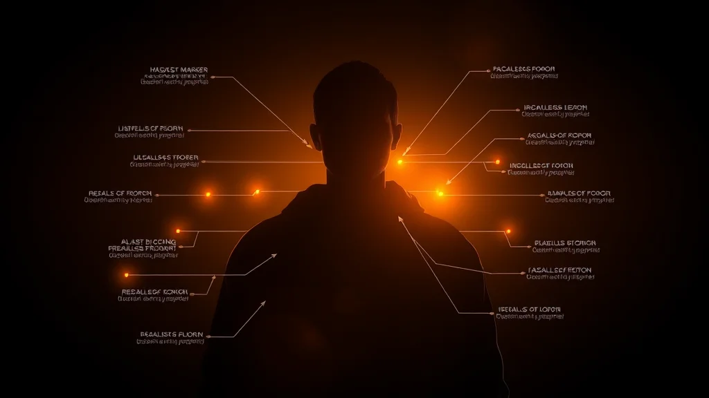 A composition diagram with faceless silhouette blocking and depth markers, glowing on dark