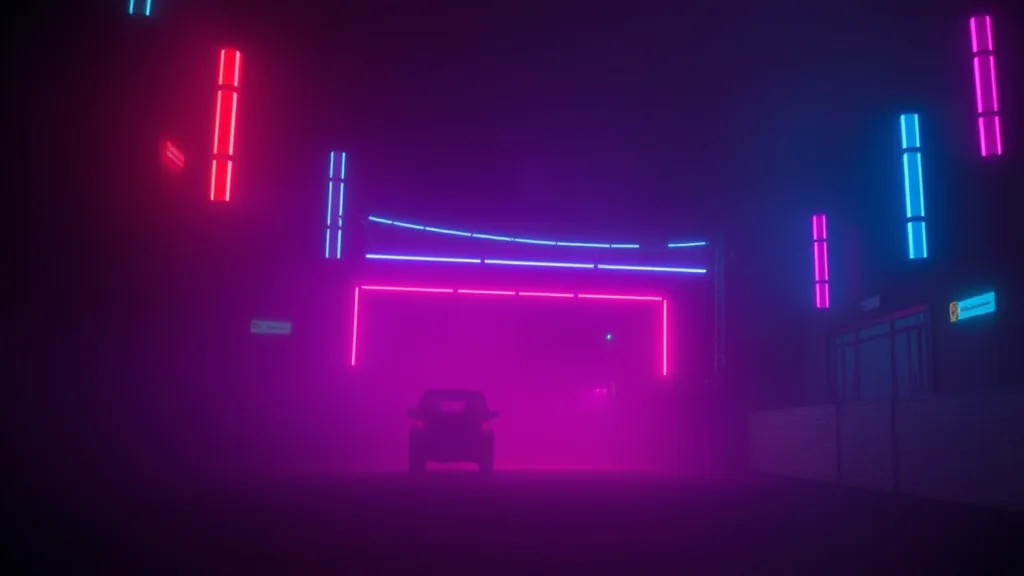 Faded to vivid tonal transition on dark, neon on dark