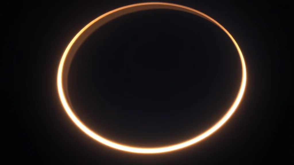 Abstract stalled light ring resuming smooth motion, on dark