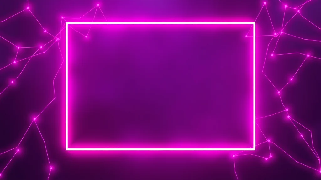 Pink and violet render light completing a frame, neon nodes on dark
