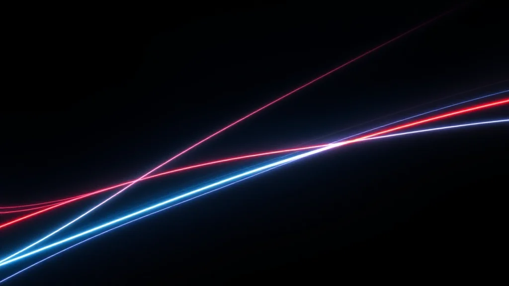 A fast clean luminous line crossing the dark, abstract throughput