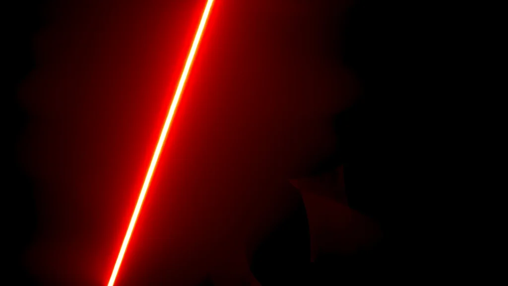 A quick bright pass of light, neon on dark