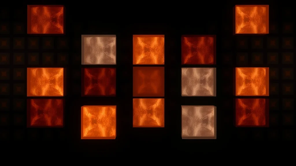 Abstract ordered grid of glowing tiles in varied tones on dark, editorial concept
