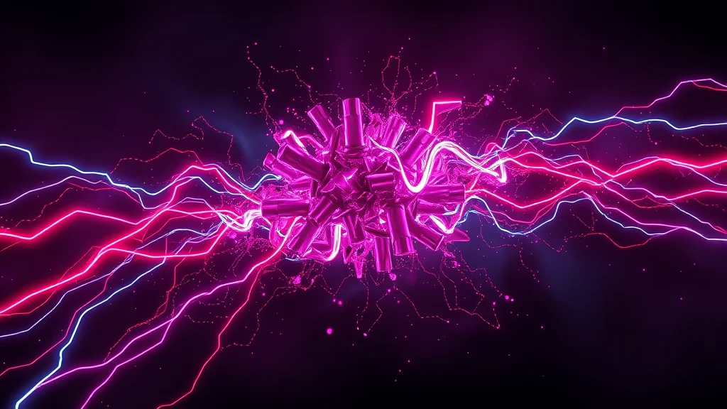 Disruption resolving into flow, neon on dark