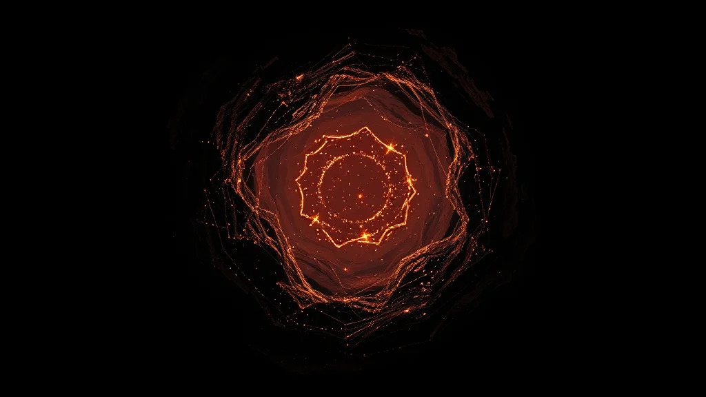 Abstract dark core sparking back to a steady glow, on dark