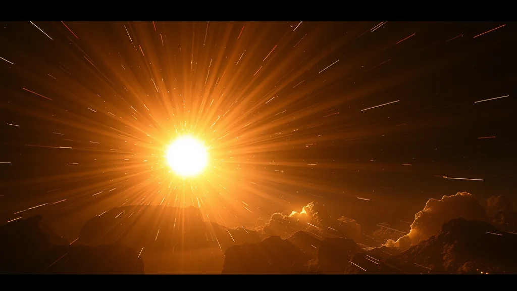 An engine of light relaunching outward, abstract concept