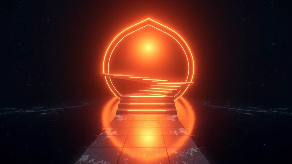 A luminous stepwise path refining a shape, abstract sampling