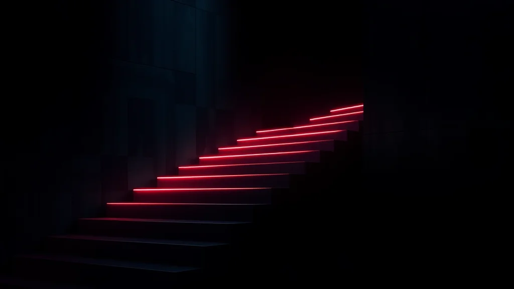 Steps of light on dark, neon on dark