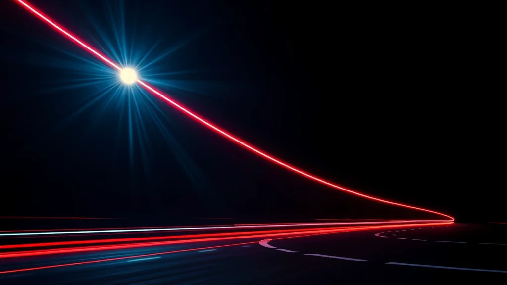 Racing beams of turbo light on dark, neon on dark